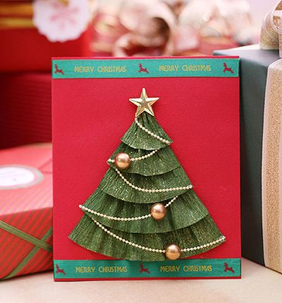 Как сделать новогоднюю открытку с елочкой