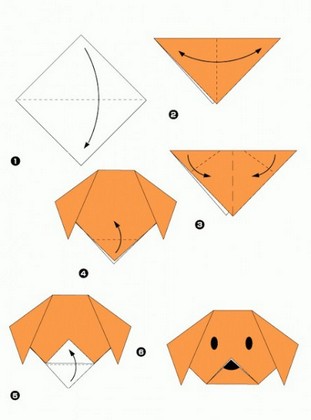 схема оригами головы собаки