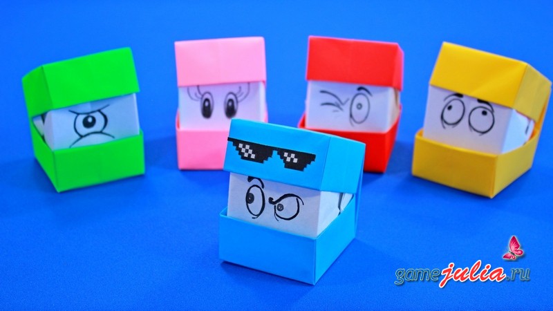 Оригами игра Смешные кубики меняющие лица
