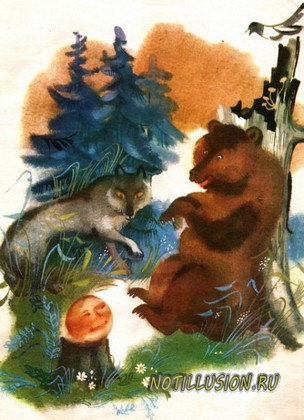 сказка Колобок - колобок и медведь