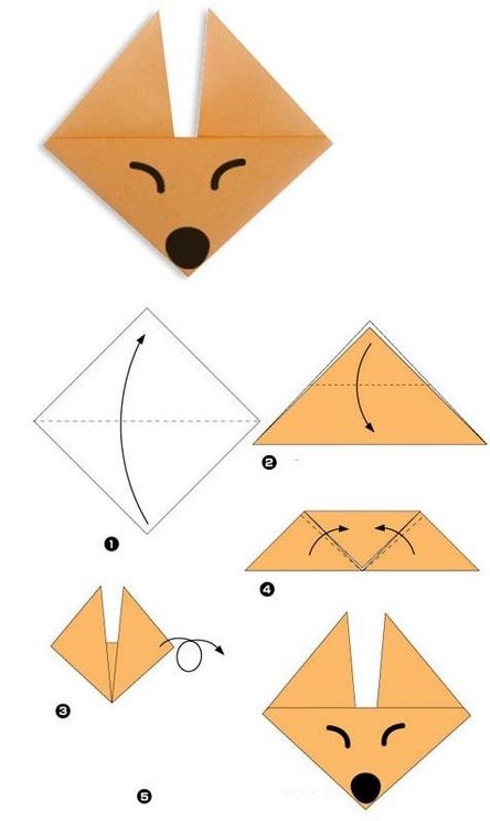Оригами лиса для 5 лет