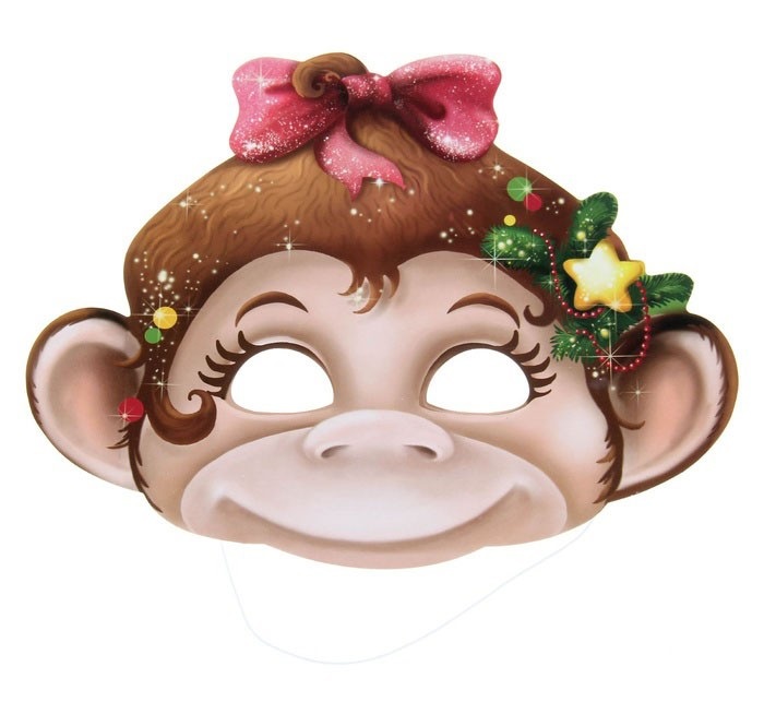 Шаблон маска обезьяны на новый год