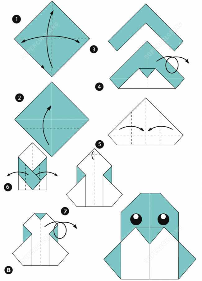 Схема оригами пингвин детям